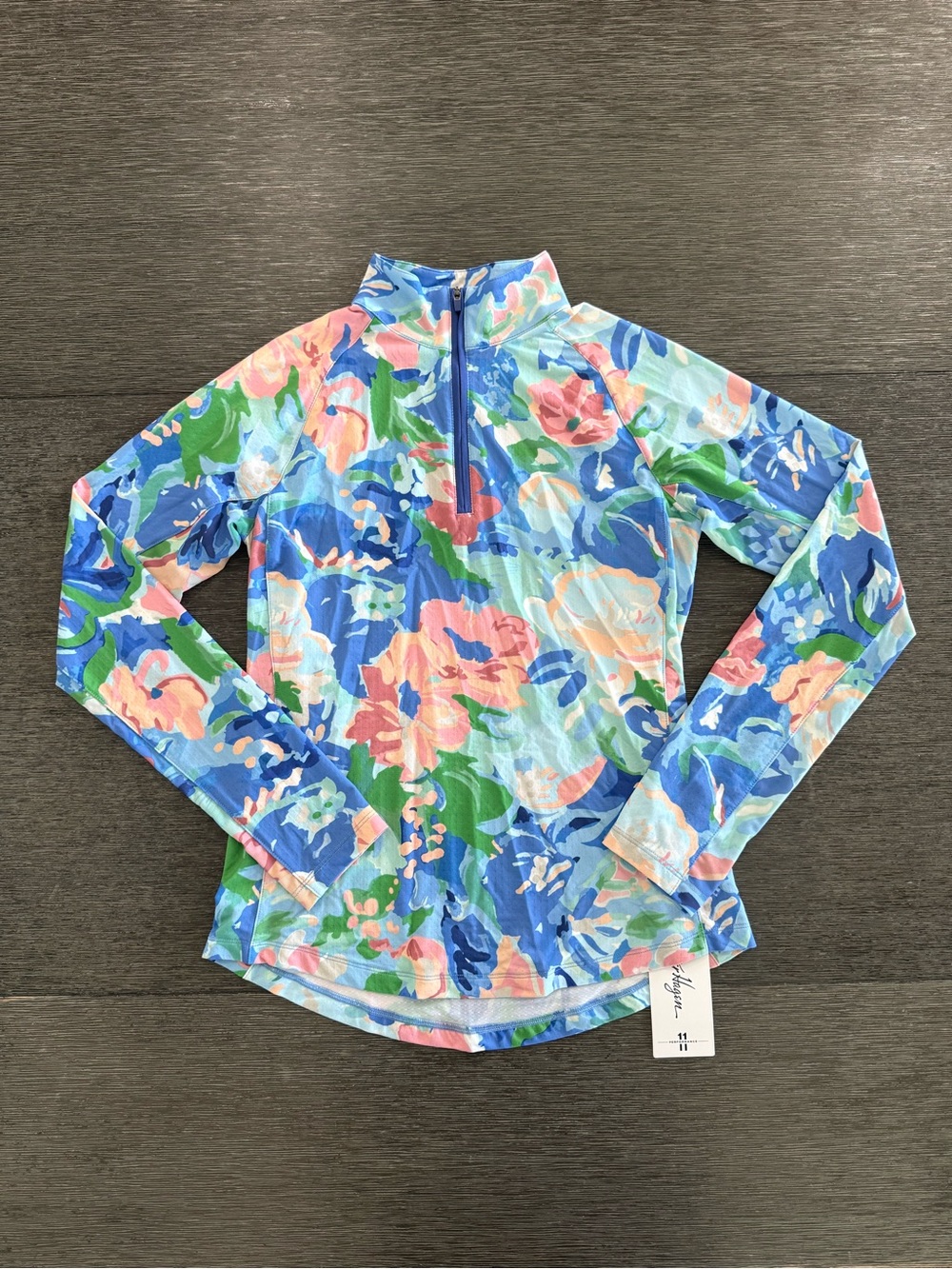 Walter Hagen Womens P11 UPF 50+ Quarter Zip Blue Gouache Floral XS
